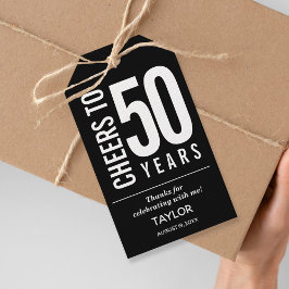 Cheers tot 50 jaar zwart feest cadeaulabel