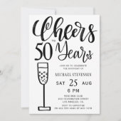 Cheers tot 50 jaar zwart-wit verjaardagsfeest kaart (Voorkant)