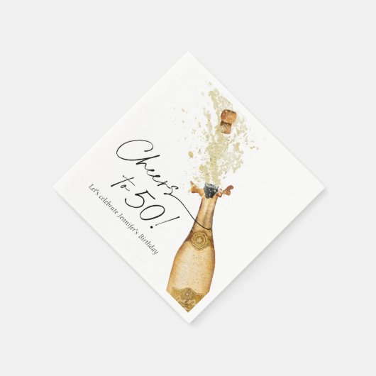 Cheers tot 50e verjaardag, gepersonaliseerd papier servet (Hoek)