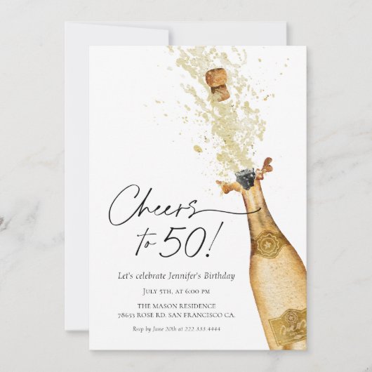 Cheers tot 50th Birthday Photo Invitation Kaart (Voorkant)