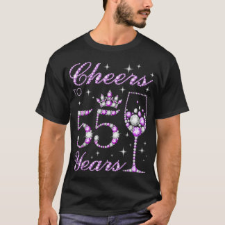 Cheers tot 55 jaar oude vrouwen Paars 55e geboorte T-shirt