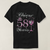Cheers tot 58 jaar 58e verjaardag, geboren in 1 t-shirt (Design voorkant)