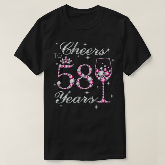 Cheers tot 58 jaar 58e verjaardag, geboren in 1 t-shirt (Design voorkant)