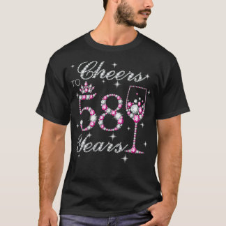 Cheers tot 58 jaar 58e verjaardag, geboren in 1 t-shirt