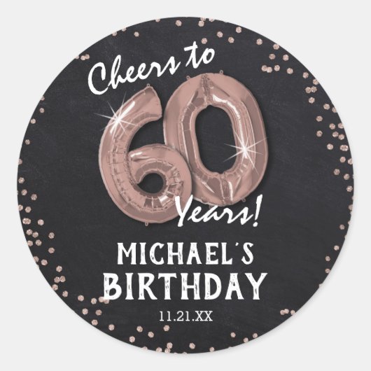 Cheers tot 60 jaar! 60e verjaardag ronde sticker (Voorkant)