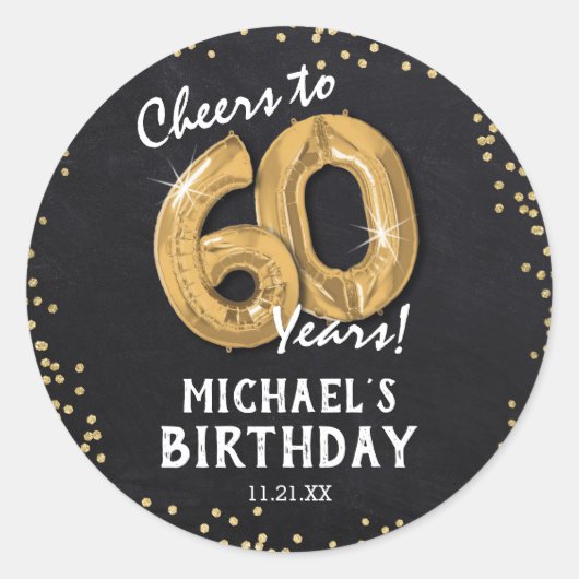 Cheers tot 60 jaar! 60e verjaardag ronde sticker (Voorkant)