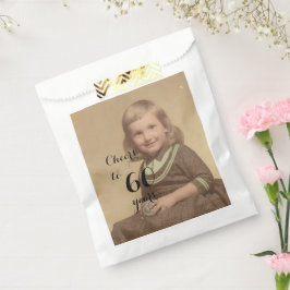 Cheers tot 60 jaar! Birthday Photo Black Script Bedankzakje