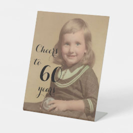 Cheers tot 60 jaar! Birthday Photo Black Script Reclamebord Met Voetstuk