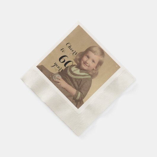 Cheers tot 60 jaar! Birthday Photo Black Script Servet (Hoek)