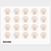 Cheers tot 60 jaar Birthday Pink Gold Confetti Ronde Sticker (Vel)