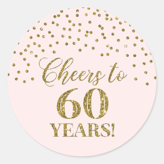 Cheers tot 60 jaar Birthday Pink Gold Confetti Ronde Sticker (Voorkant)