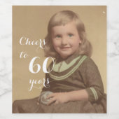 Cheers tot 60 jaar! Foto van Birthday Wijn Etiket (Enkel label)