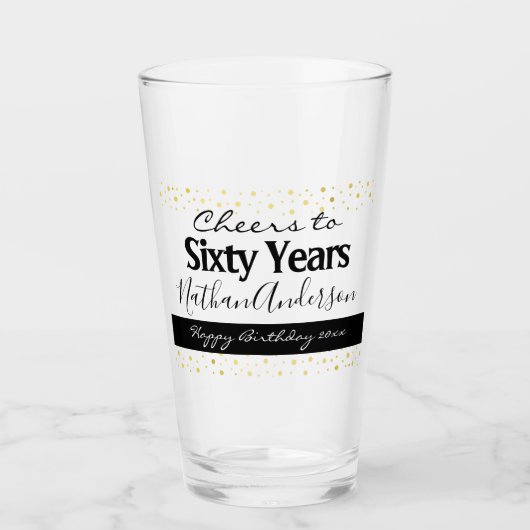 Cheers tot 60 jaar gepersonaliseerd op zondag G Glas (Voorkant)