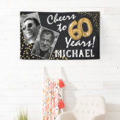 Cheers tot 60 jaar! Goudballonnen Foto's van afgel Spandoek (Insitu)