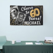 Cheers tot 60 jaar! Goudballonnen Foto's van afgel Spandoek (Beurs)