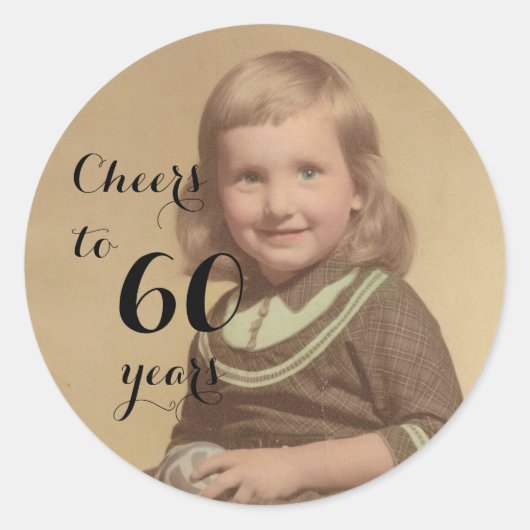 Cheers tot 60 jaar! Klassieke ronde Sticker (Voorkant)