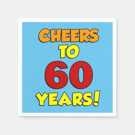 Cheers tot 60 jaar kleurrijke partij servet (Voorkant)
