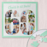 Cheers tot 60 jaar Nummer 60 Photo Collage Square Legpuzzel<br><div class="desc">Zeg Cheers aan 60 Jaar met een puzzel van de douanefoto voor een uniek 60e verjaardagsgeschenk. Het fotomalplaatje is opstelling voor u om uw foto's toe te voegen die in de vorm van een aantal 60 zullen worden getoond. De fotocollage heeft een verscheidenheid van landschap, vierkant en portretfoto's, die u...</div>