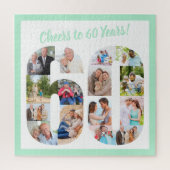 Cheers tot 60 jaar Nummer 60 Photo Collage Square Legpuzzel (Verticaal)