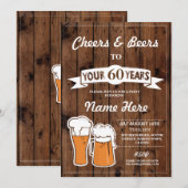 Cheers tot 60 jaar Uitnodiging op 40e 50e verjaard (Voorkant / Achterkant)