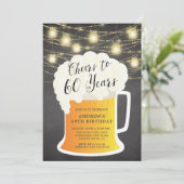 Cheers tot 60 jaar uitnodiging op verjaardag (Staand voorkant)