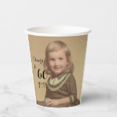 Cheers tot 60 jaar! Zwart fotoscript Papieren Bekers (Voorkant)