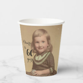 Cheers tot 60 jaar! Zwart fotoscript Papieren Bekers