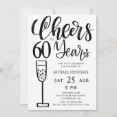 Cheers tot 60 jaar zwart-wit verjaardagsfeest kaart (Voorkant)