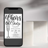 Cheers tot 60 jaar zwart-wit verjaardagsfeest kaart