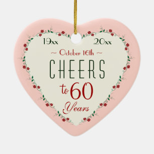 Cheers tot 60th Wedding Jubileum kerstcadeaus Keramisch Ornament
