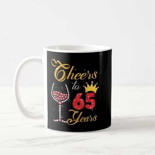 Cheers tot 65 jaar 1957 65th Birthday Wine Diamond Koffiemok (Links)