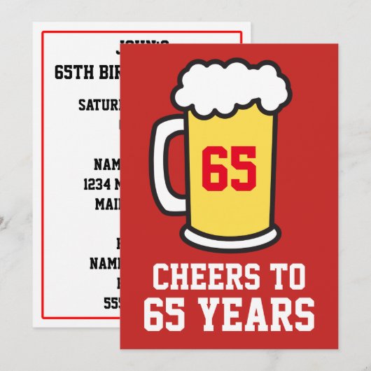 Cheers tot 65 jaar na uitnodiging van 65e partij (Voorkant / Achterkant)