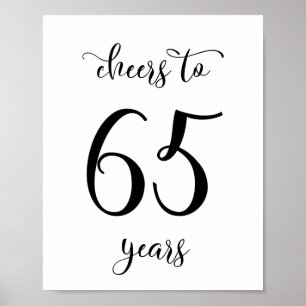 Cheers tot 65 jaar verjaardagsbord poster