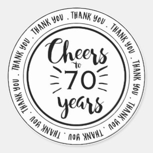 Cheers tot 70 jaar - 70ste verjaardag Dank u Ronde Sticker