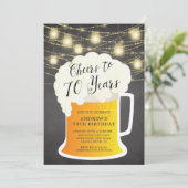 Cheers tot 70 jaar 70th Birthday Uitnodiging (Staand voorkant)
