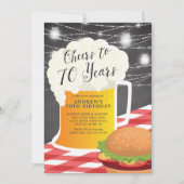 Cheers tot 70 jaar 70th Birthday Uitnodiging (Voorkant)