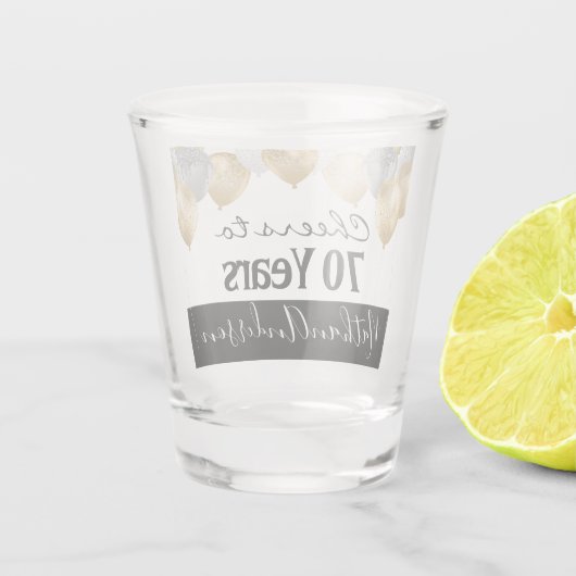 Cheers tot 70 jaar gepersonaliseerde Birthday Shot Shot Glas (Achterkant)