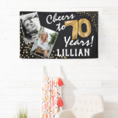 Cheers tot 70 jaar! Goudballonnen Foto's van afgel Spandoek (Insitu)