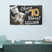 Cheers tot 70 jaar! Goudballonnen Foto's van afgel Spandoek (Beurs)