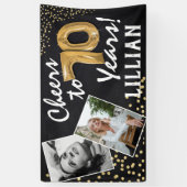 Cheers tot 70 jaar! Goudballonnen Foto's van afgel Spandoek (Verticaal)