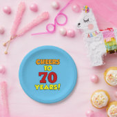 Cheers tot 70 jaar kleurrijke partij papieren bordje (Feest)