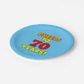 Cheers tot 70 jaar kleurrijke partij papieren bordje (Gekanteld)