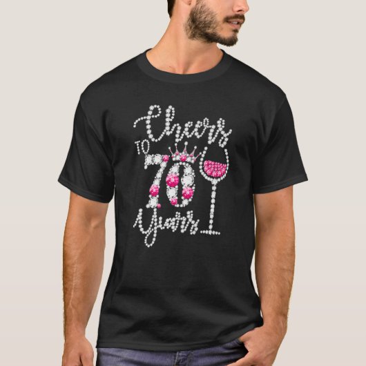 Cheers tot 70 jaar oude 70e verjaardag koningin Dr T-shirt (Voorkant)