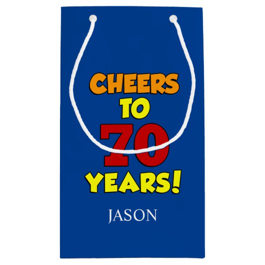 Cheers tot 70 jaar persoonlijke 70e verjaardag klein cadeauzakje (Achterkant)