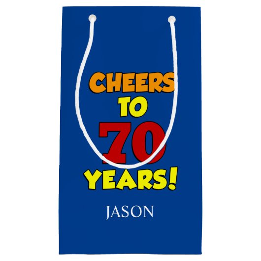 Cheers tot 70 jaar persoonlijke 70e verjaardag klein cadeauzakje (Voorkant)