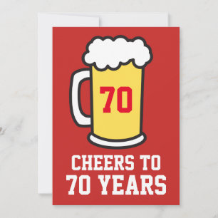 Cheers tot 70 jaar voor de 70e partijuitnodiging kaart