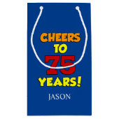 Cheers tot 75 jaar gepersonaliseerd 75e verjaardag klein cadeauzakje (Achterkant)