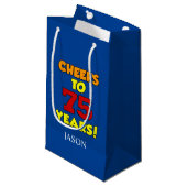 Cheers tot 75 jaar gepersonaliseerd 75e verjaardag klein cadeauzakje (Voorkant Gekanteld)