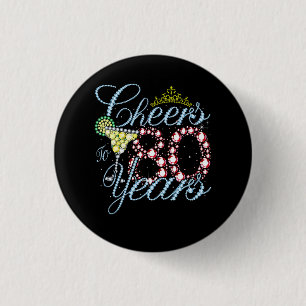 Cheers tot 80 jaar 80 jaar 80 jaar oud dag ronde button 3,2 cm