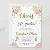 Cheers tot 80 jaar Chic Damas 80th Birthday Party Kaart (Voorkant)